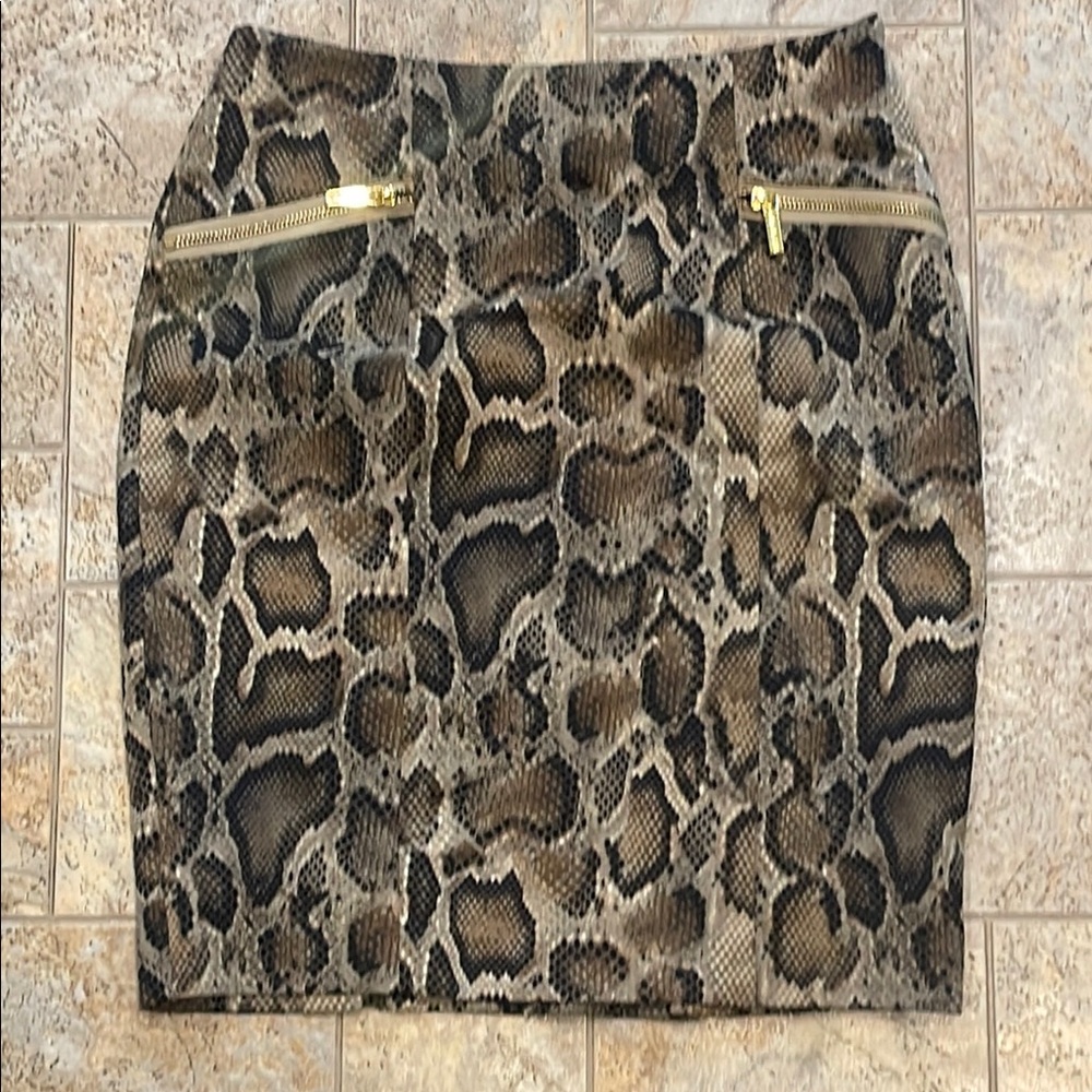 Michael Kors Brown & Black Python Print Pencil Skirt, Size 6P (US)